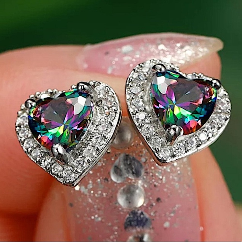 MYSTIC TOPAZ HEART STUD EARRINGS